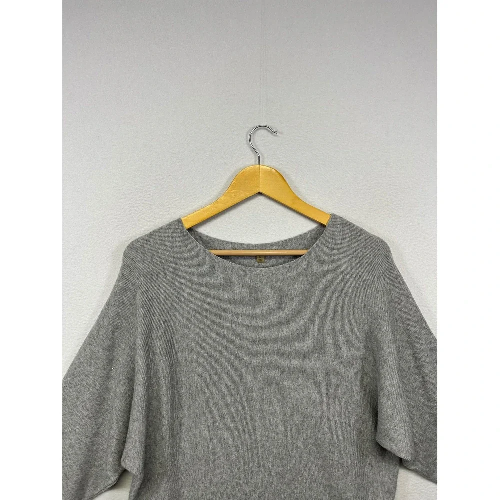 Vila Milano Minimalist Relaxed Womens Medium Gray Dolman Sleeve Pullover Sweater